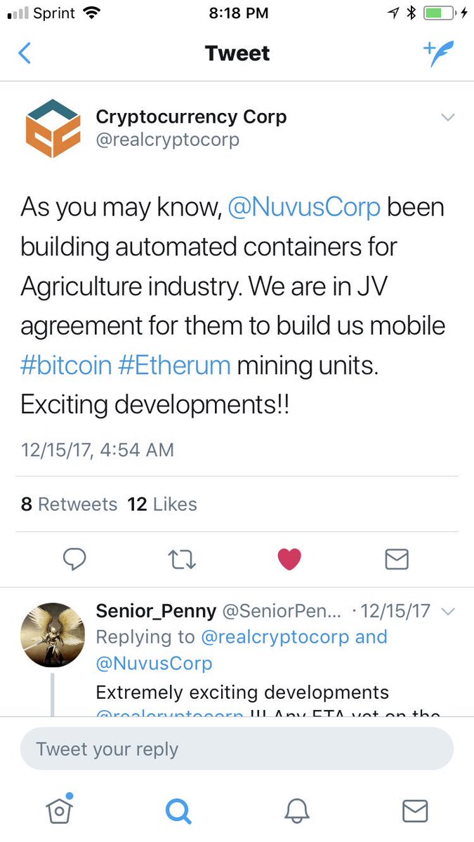 SeniorPenny1's tweet photo. $IFXY Wanting to hear more info on the #JV for #mobilecryptomining units @realcryptocorp it’s been almost 30 days.. are you mining now?? 💰💰 #bitcoin #etherum https://t.co/4EuFPW1rzA