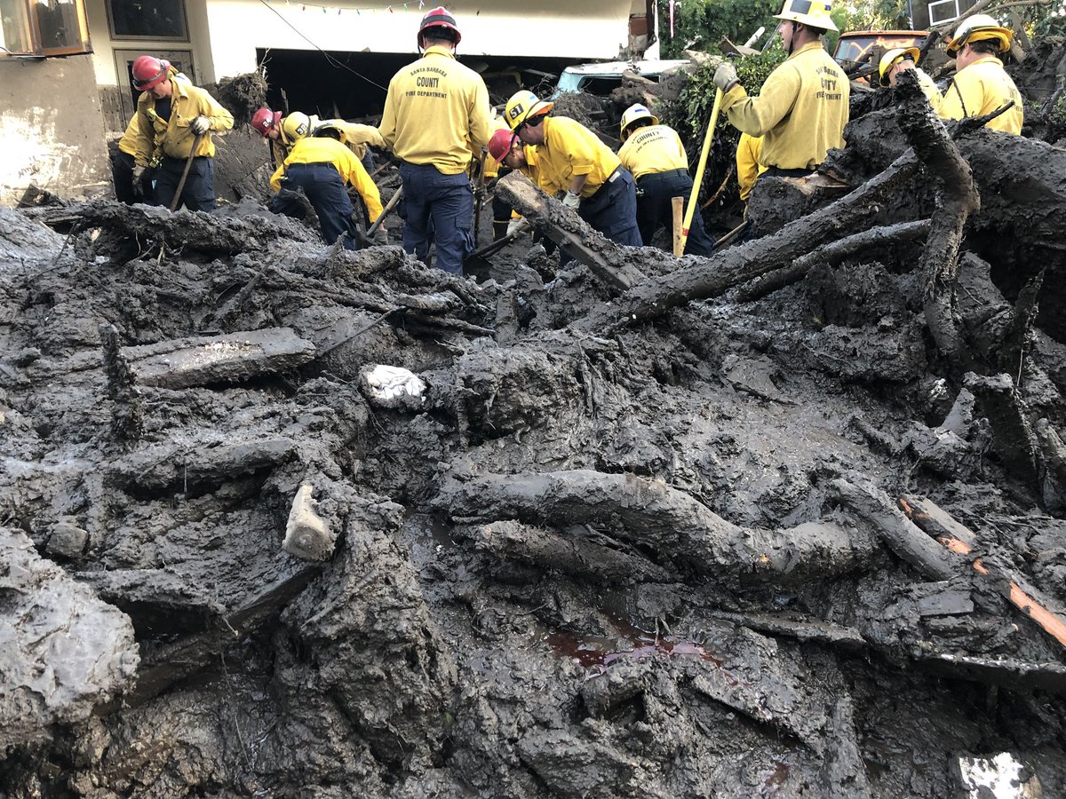 EliasonMike's tweet photo. #CAstorm- Members of Santa Barbara County Fire’s Task Force 1 aid in searching a home in Montecito. https://t.co/DntbXttfo3