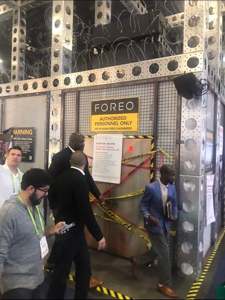FOREO's tweet photo. Sorry @SHAQ - we aren’t letting anyone in, not even legends.

#WhatTheFOREO #CES2018 https://t.co/SSDOgsWaqL