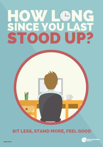 Back at work? Get up and go for a walk during lunch - sit less, stand more, feel good