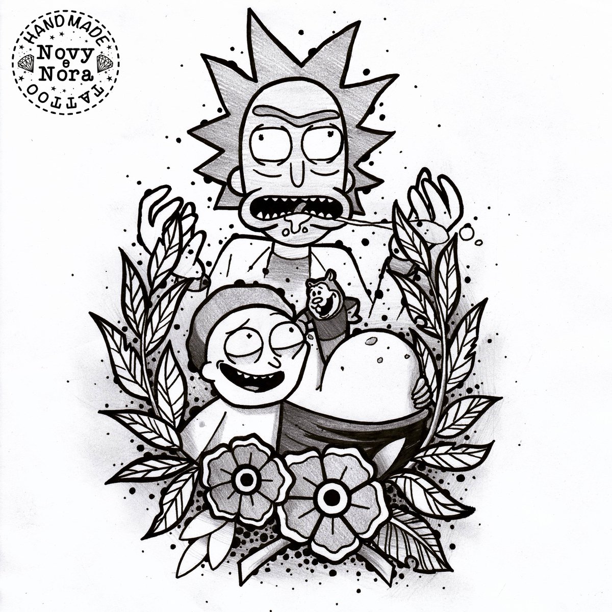 Rick And Morty X Pennywise Morty Tattoo Outline Drawi vrogue.co
