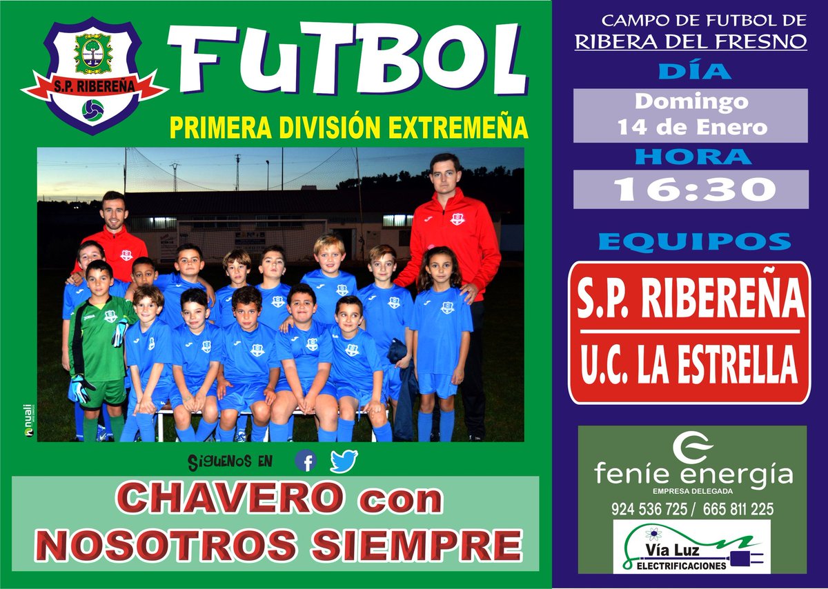 SPRiberena's tweet photo. 💙 CARTEL OFICIAL DEL PARTIDO 💙

@spriberena 🆚 @UCLaEstrella 

Cartel de Chavero con el equipo de la cantera que dirigió durante 3 temporadas junto a @Sergio28_7 

#ChaveroSiempreConNosotros
#VamosAzules #VamosSPRibereña #VuelveElFutbolARibera
#Derbi
#40AñosHistoria 💪💪💪 https://t.co/TXUWM8CLC3