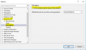 Microsoft Tech D365ffo デバッグ時にブレイクポイントに止まらない場合の対処方法 D365ffo でデバッグ時にブレイクポイントに止まらない場合は Visual Studio の設定をご確認ください T Co Bvqueszvti Dynamics365 T Co Ernoelbs1i