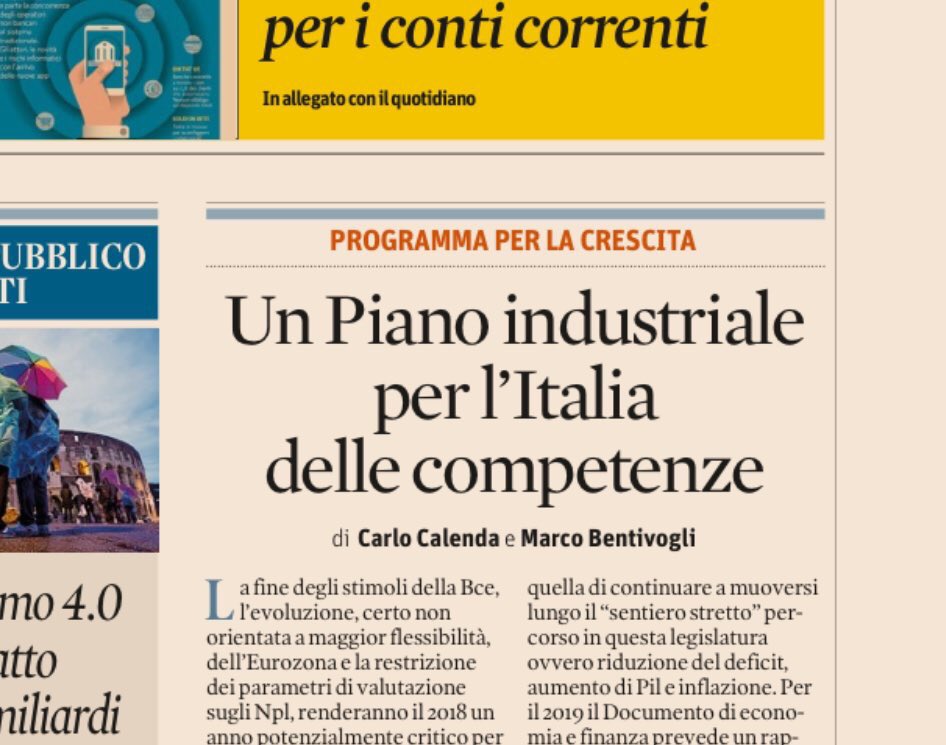 Oggi il nostro <a href="/BentivogliMarco/">Marco Bentivogli</a> con <a href="/CarloCalenda/">Carlo Calenda</a> sul <a href="/sole24ore/">IlSole24ORE</a>: invece di "abolire" e "scaricare sulla fiscalità generale" serve un Piano Industriale per l'Italia basato sulle competenze.