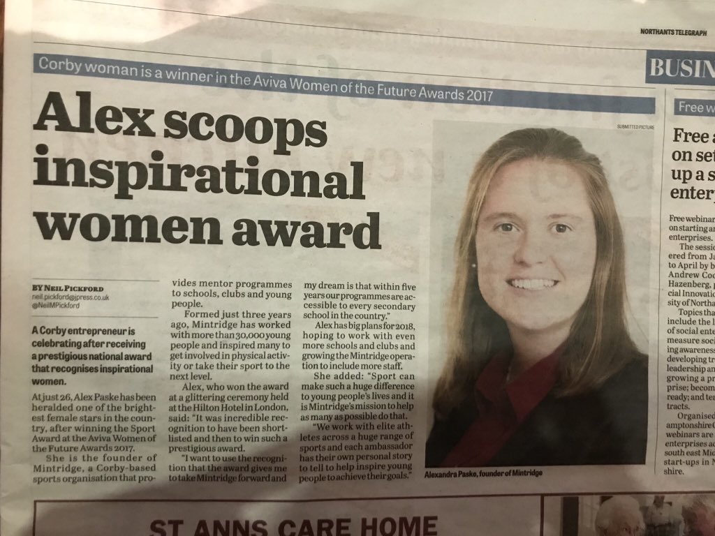 MintridgeFDN's tweet photo. Thank you very much to the @NTelegraph for your article on our Director’s success at the @womenoffuture Awards. #WOF2017 https://t.co/kXL1H6CzmR