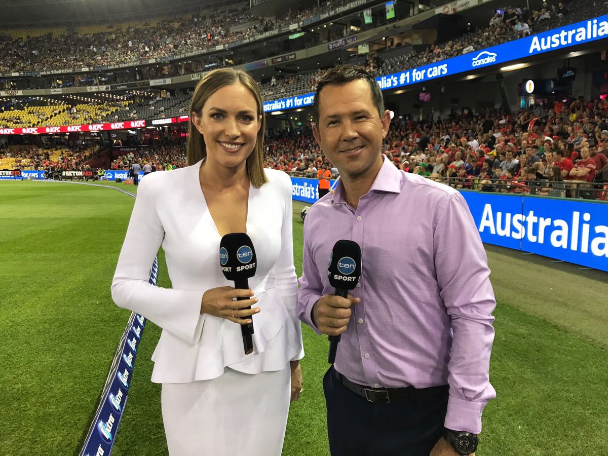 10SportAU's tweet photo. Roz and Ricky are ready to rock 🤘

Only 10 minutes to go until the Melbourne Derby kicks off! #BBL07 https://t.co/oRaNyWcVKO