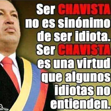 #EnUnidadSomosInvencibles CuandoTDiganCHAVISTA o DigasSoyCHAVISTA,Saca Pecho Levanta La Cara ojos D Vidrio Pecho D Tanq Vista 400mtrs.Xq ser CHAVISTA S Ser Socialista Humanista SolidarioEficiente Eficas Honesto ElEscalafon+alto del Ser Humano Es Ser Revolucionaro.El CHE 👇👊✌👍