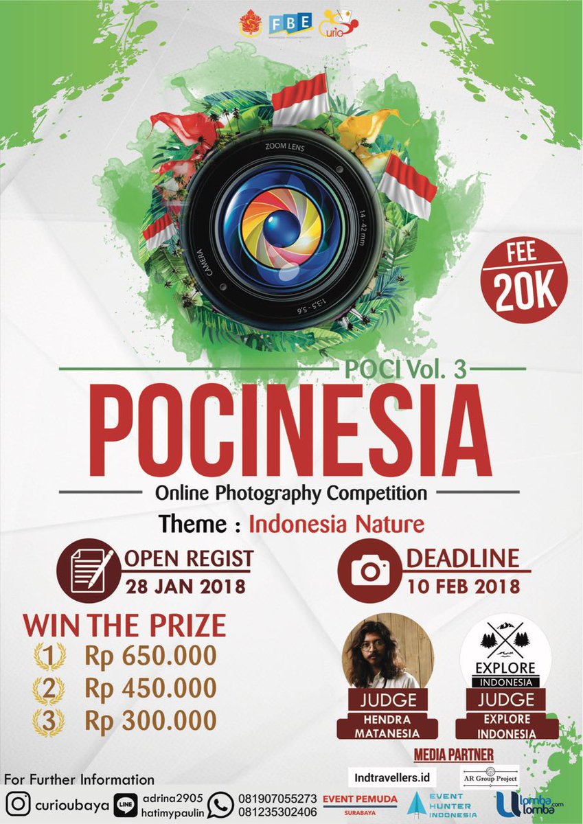 Hello Indonesian 🙆‍♂
Bagi kalian yang hobi mengabadikan momen, daftarin aja hasil jepretan kalian di  event photography online yang berlaku untuk semua kalangan