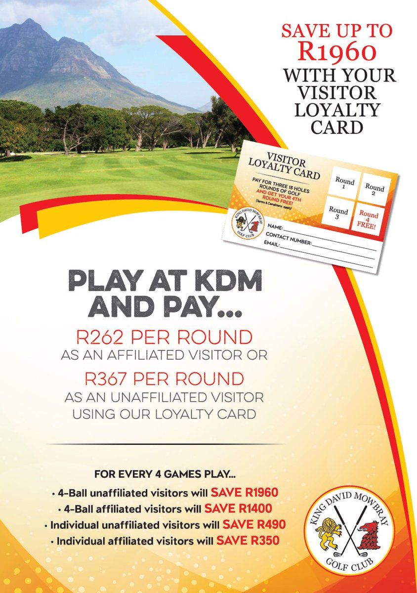 KDM_GC's tweet photo. KDM is proud to launch a new Loyalty Rewards Programme 2018 for all our Visitors. Play 3 Games and get your 4th FREE. PLease enquire at reception or the Pro Shop for more details. Make sure you get you Loyalty Card NOW!!!!! https://t.co/fAKRwZVJpO
