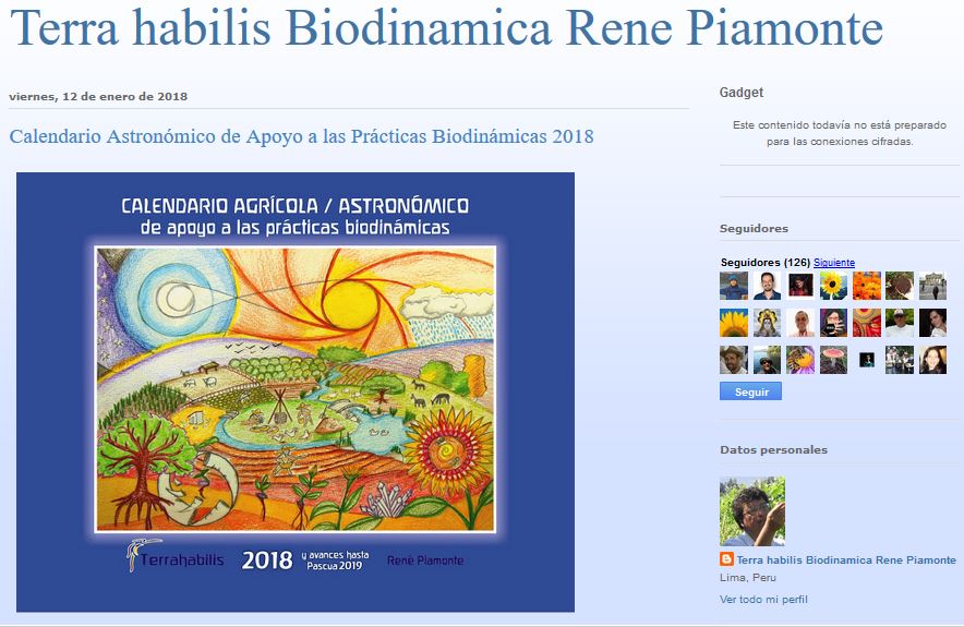 Amigos, el Calendario Astronómico de Apoyo a las Prácticas Biodinámicas 2018, está disponible en el Blog : terrahabilisbiodinamica.blogspot.pe