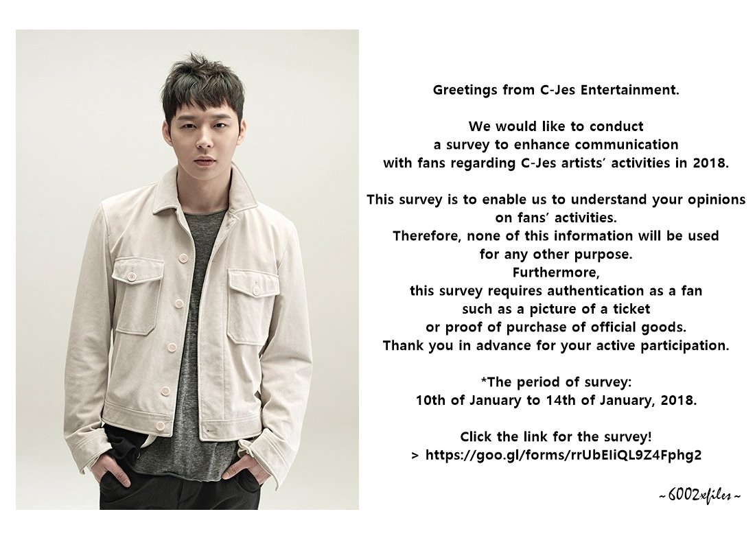 6002xfiles's tweet photo. [C-JES SURVEY] Opinions on Fans’ Activities [ Due Date: 2018 Jan 14]
#Yoochun #박유천 #ユチョン #朴有天 
https://t.co/BJmLtu21y4
https://t.co/NfhSniQwB6 https://t.co/8xsTKbq2N2