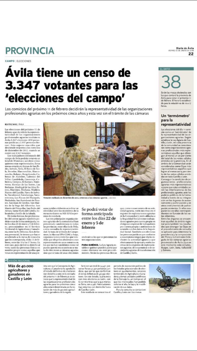 ASAJAAVILA's tweet photo. Buenos días. Amanecemos con la edición en papel del @diario_de_avila que recoge la #rogatoria y #bendición de campos llevada a cabo ayer por el @ObispoAvila, D. Jesús García Burillo @diocesisdeavila, en compañía de @ASAJAAVILA 🚜🐂🐑🐄🐝🐓💦💦💦 https://t.co/fUiMauJsUM