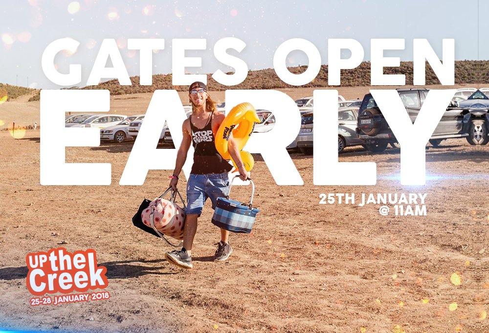 UpThe_Creek's tweet image. **Psssst, start your weekend off early this year. We’re opening the gates at 11:00 for all our earlybirds who like to get in and get set up as soon as possible. Music starts at 15:00!