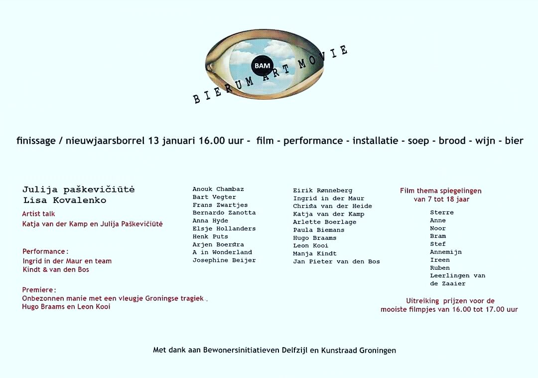 Morgen spetterende #finissage van het #BAM met een goed gevuld programma vanaf 5 en #junior finissage vanaf 4! #kunstfilm #bierum #bierumerschool #performance #filmpremiere #artisttalk #kunstenaars #wijnbiersoep
