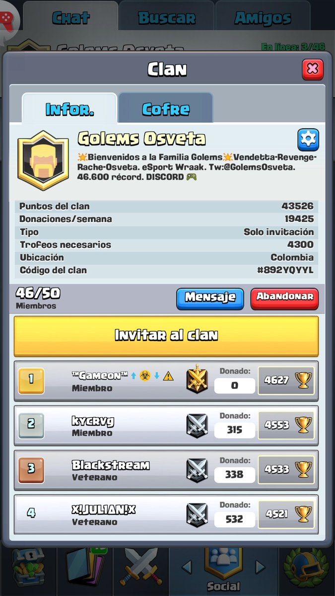 Te gustaría formar parte de la familia Golems?. Tenemos cupos en el clan, único requisito tener récord mínimo de 4300 trofeos. #GoGolems somos <a href="/GolemsOsveta/">Golems Osveta</a>