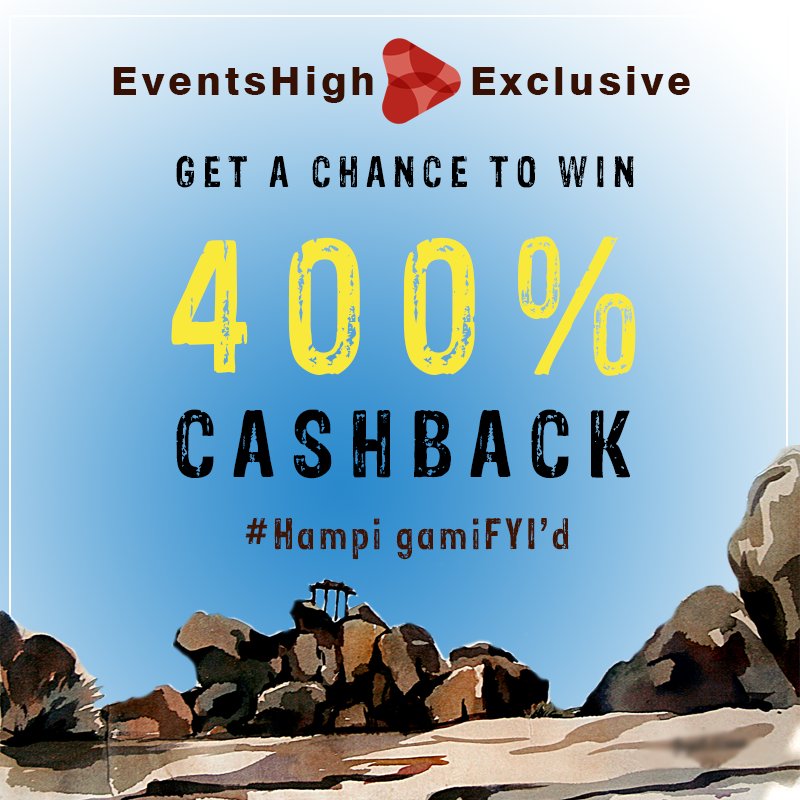 gamiFYI's tweet photo. #Gamifyi introduces amazing offers for the people booking our quests using @eventshighapp We are offering a chance to win 400% CASHBACK* !! For more details please visit #EventsHigh on https://t.co/7iw8DtOCAm More such amazing offers there #HampiGamifyid #ModiFyingKarnataka *T&C https://t.co/H2QKiya0Ot