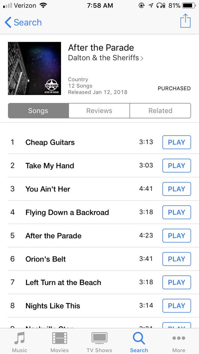 jpolc's tweet photo. When you don’t even use Apple Music, still buy @DaltonSheriffs ✔️ #aftertheparade @lizziecryan @Cammerhead22 https://t.co/ENlfmveC5J