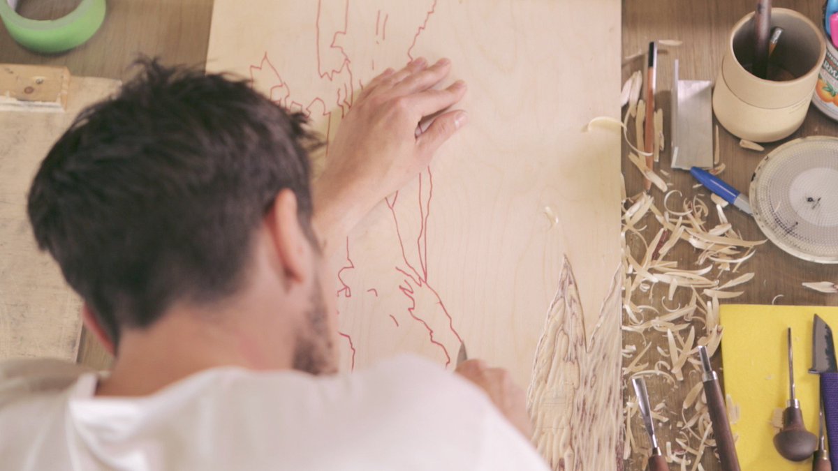 zettelerfilms's tweet photo. Artist @AlexBookerPrint reveals the techniques and tools that go into woodcut printmaking and the stories of the sea that inspire him >> https://t.co/zg6se9OBa3 https://t.co/rWo17e1EYu