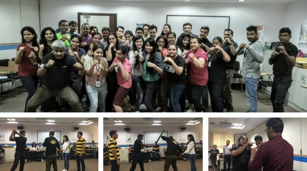 exl_service's tweet photo. ‘#Empowering people to protect themselves! That was our aim with which EXL conducted a series of #selfdefense workshops for its employees and the initiative was a great success indeed! #EXLCares https://t.co/Te0wphoWiP