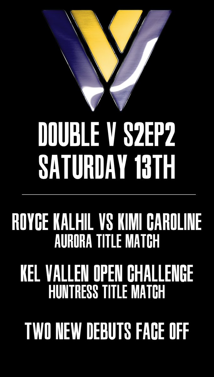 DoubleVWrestle's tweet photo. I think it's about time for some more Double V! This Weekend!

All of the following, and more, hopefully, I can also convince Jack Amaya to address her recent actions on the show. We'll see... #WOCW https://t.co/vG3E9FdAeB
