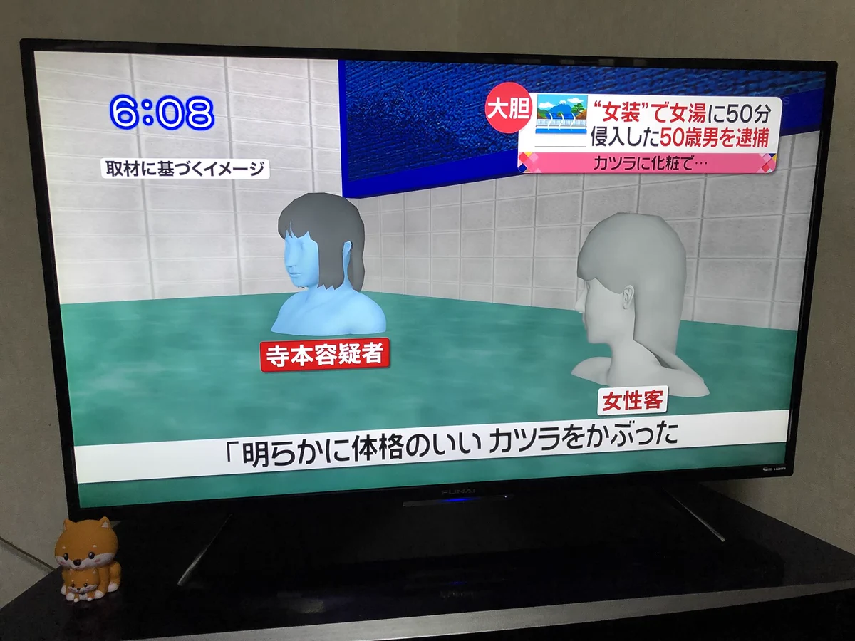 気合入りすぎ！女装して50分間女湯に侵入した男が逮捕ｗｗｗ