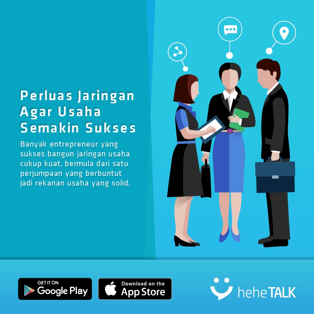 hehetalkapp's tweet photo. Salah satu usaha agar jaringan kamu semakin luas adalah dengan menambah banyak kenalan baru. Siapa tau berawal dari ngobrol iseng bisa jadi rekan bisnis kan~~ https://t.co/Ljb264In56