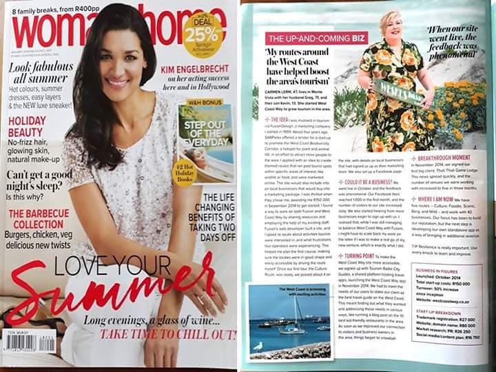 Cindy Pivacic (@orangeninja7) on Twitter photo Founder, <a href="/CarmenLerm/">Carmen Lerm</a> featured in the Jan 2018 issue of <a href="/womanandhome_sa/">womanandhome_sa</a> #travel #tourism #SouthAfrica #WestCoastWay #WCWTourismGuru Founder, <a href="/CarmenLerm/">Carmen Lerm</a> featured in the Jan 2018 issue of <a href="/womanandhome_sa/">womanandhome_sa</a> #travel #tourism #SouthAfrica #WestCoastWay #WCWTourismGuru