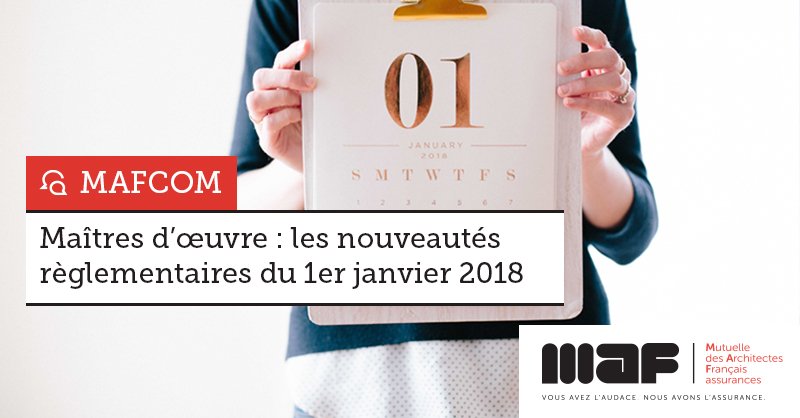 MAFassurances's tweet image. 📣 A lire sur MAFCOM : Maîtres d’œuvre : les nouveautés règlementaires du 1er janvier 2018  ➡️mafcom.com/carnet-article… #teamarchi
