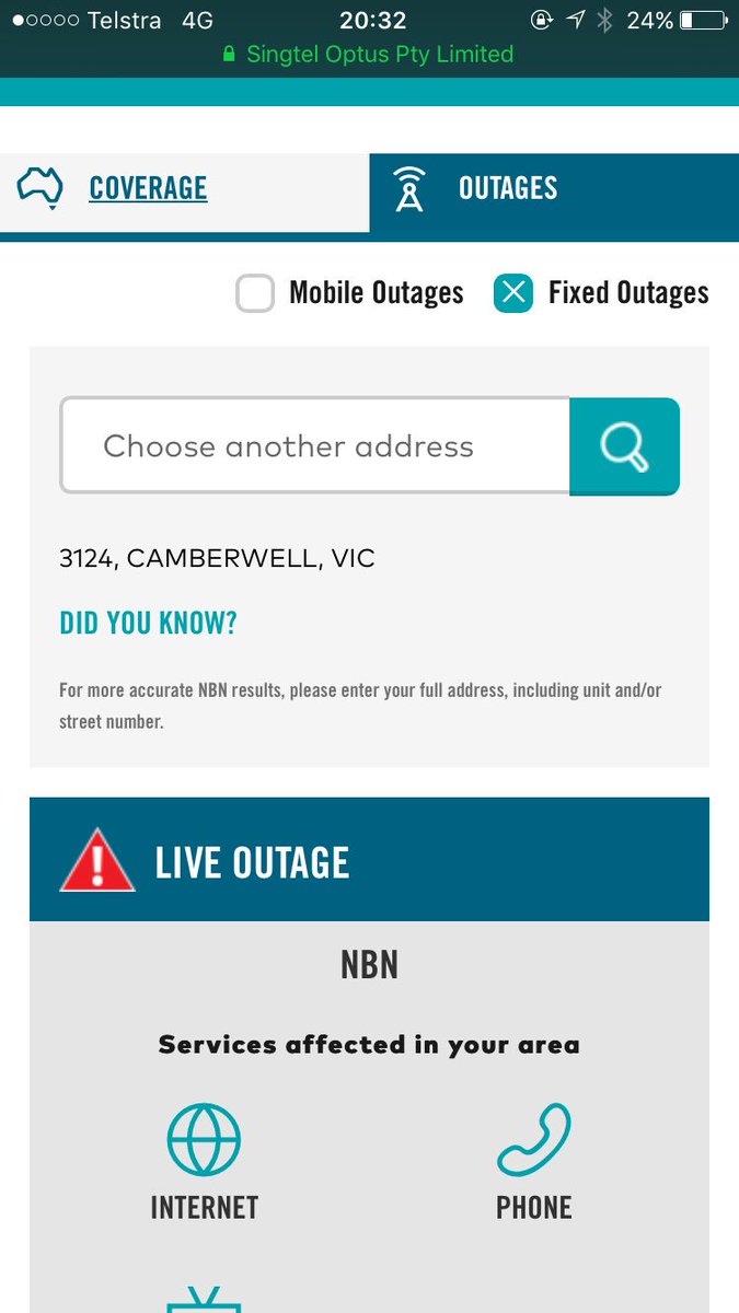 Princeakeem's tweet photo. @Optus when is this outage in 3124 going to resolved? I've had issues for two days.... #broadband #NBN #outage https://t.co/r44CiU4Vnh