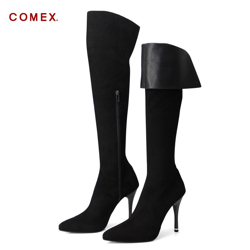 【美品】COMEX 黒 ニーハイブーツ Lサイズ エナメルライン 安室奈美恵 美品】COMEX 黒 ニーハイブーツ Lサイズ エナメルライン 安室