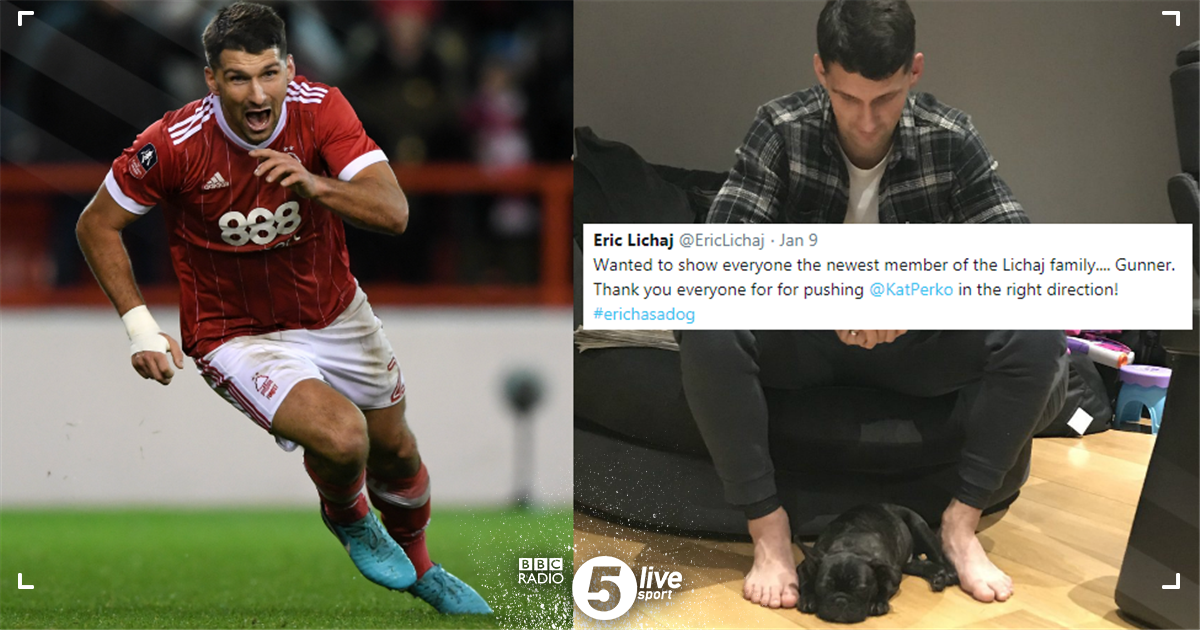 5liveSport's tweet photo. What's the most unusual reward you've had for sporting success? ๐ถ
That's what the Sports Panel's asking after the #GetEricADog campaign succeeded and @EricLichaj was rewarded for scoring a brace for @NFFC v @Arsenal with a pet pooch. https://t.co/qOuxOIocF6