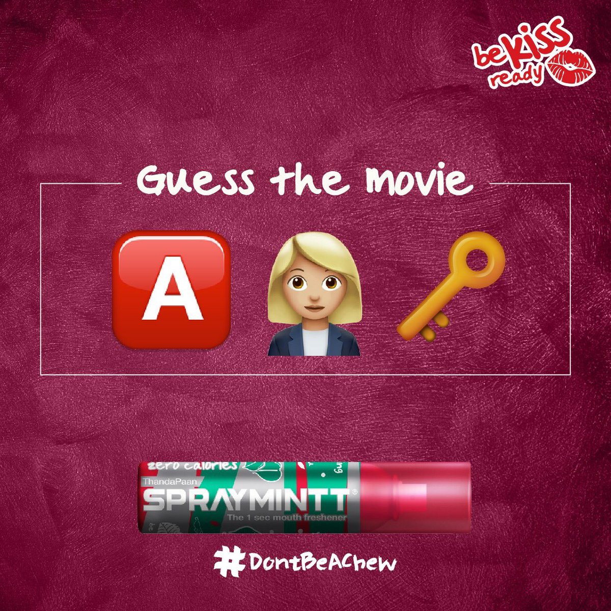 spraymintt's tweet photo. It's time for question 4 #ReadyOrNot #HereItComes #Spraymintt #Thandapaan #Woman #Key #DontBeAChew #OneSecondFreshness https://t.co/87fzIyrOD1