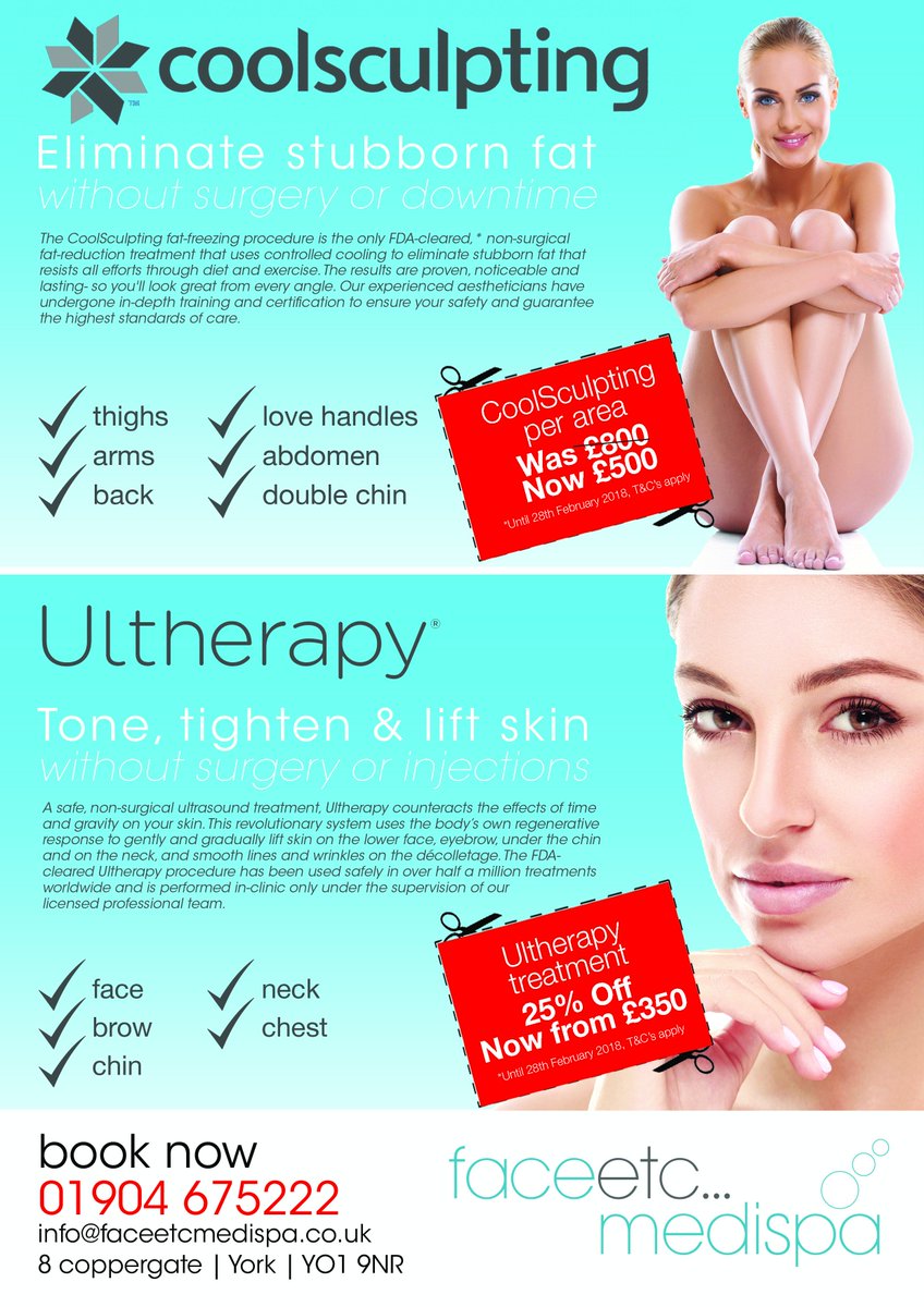 coppergateyrk's tweet image. Need help kick-starting your #NewYouResolution? We&apos;ve got just the thing!
#CoolSculpting #FatFreezing #Ultherapy #York
