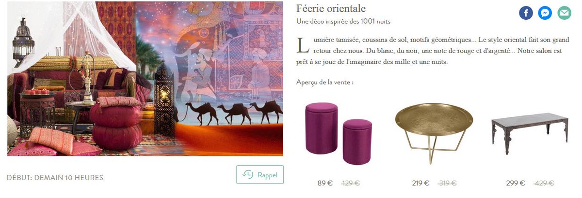 #Soldes // Vous voulez une décoration inspirée des 1001 nuits ? Cette vente privée est pour vous ! Le style oriental fait son grand retour chez nous. La vente débute demain à 10h sur  westwing.fr/c-feerie-orien…
 #décoration #soldes #salon #orientale