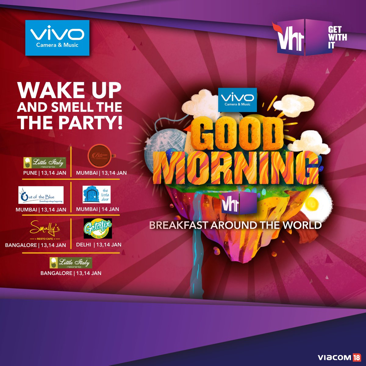 vh1india's tweet photo. Wake up and smell the party with Good Morning VH1 breakfast around the world! 
@LittleItalyGrp @OofTB @TLDMumbai @GetafixCafe https://t.co/v1e81Zs7tL