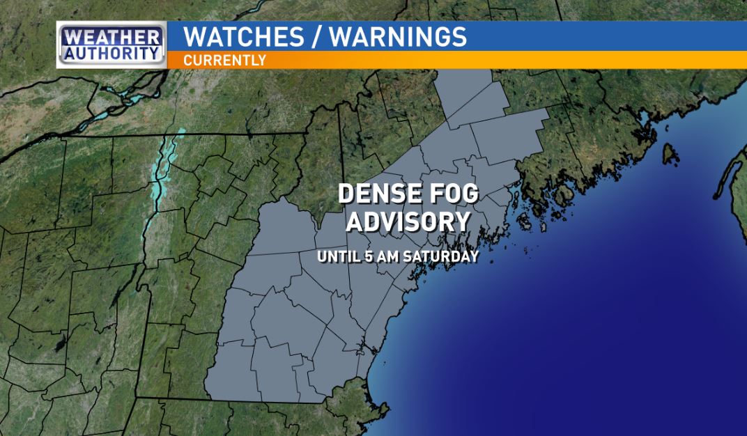 LexieOConnorWX's tweet image. DENSE FOG ADVISORY extended until 5 am Saturday. It is foggy! Down to under a quarter mile in several spots, careful driving. #WeatherAuthority #MEwx #NHwx #fog @WGME