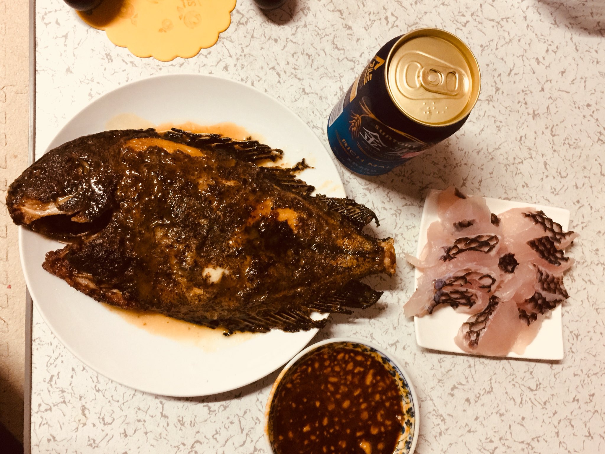 チンバニー トカジャーのバター焼き カロリーおばけ とイラブチャーの刺身いただきます T Co Hobcwomtmr Twitter