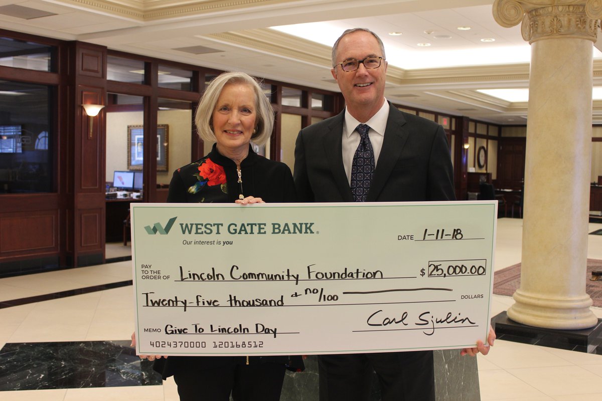 Linc_Comm_Fdn's tweet image. Thanks @WestGateBank for making 2018 #givetolincoln match fund the largest ever! Participating nonprofits will get a proportional share of the record $400,000 match. Mark your calendars for Give to Lincoln Day Thursday, May 31.  #grateful