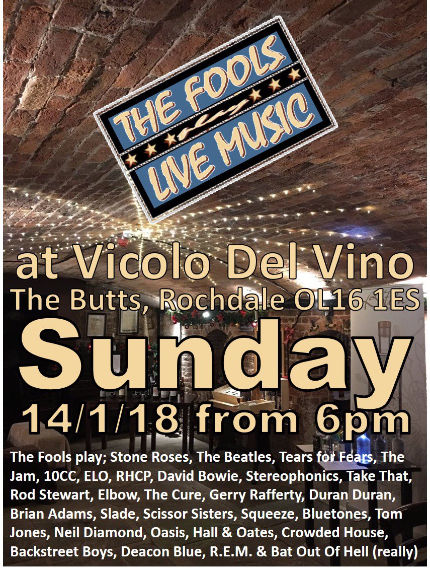 Chilled Sundays returns this weekend with live evening music from The Fools 👌🏼🍷🎶 #ChilledSundays #WineBar #Rochdale