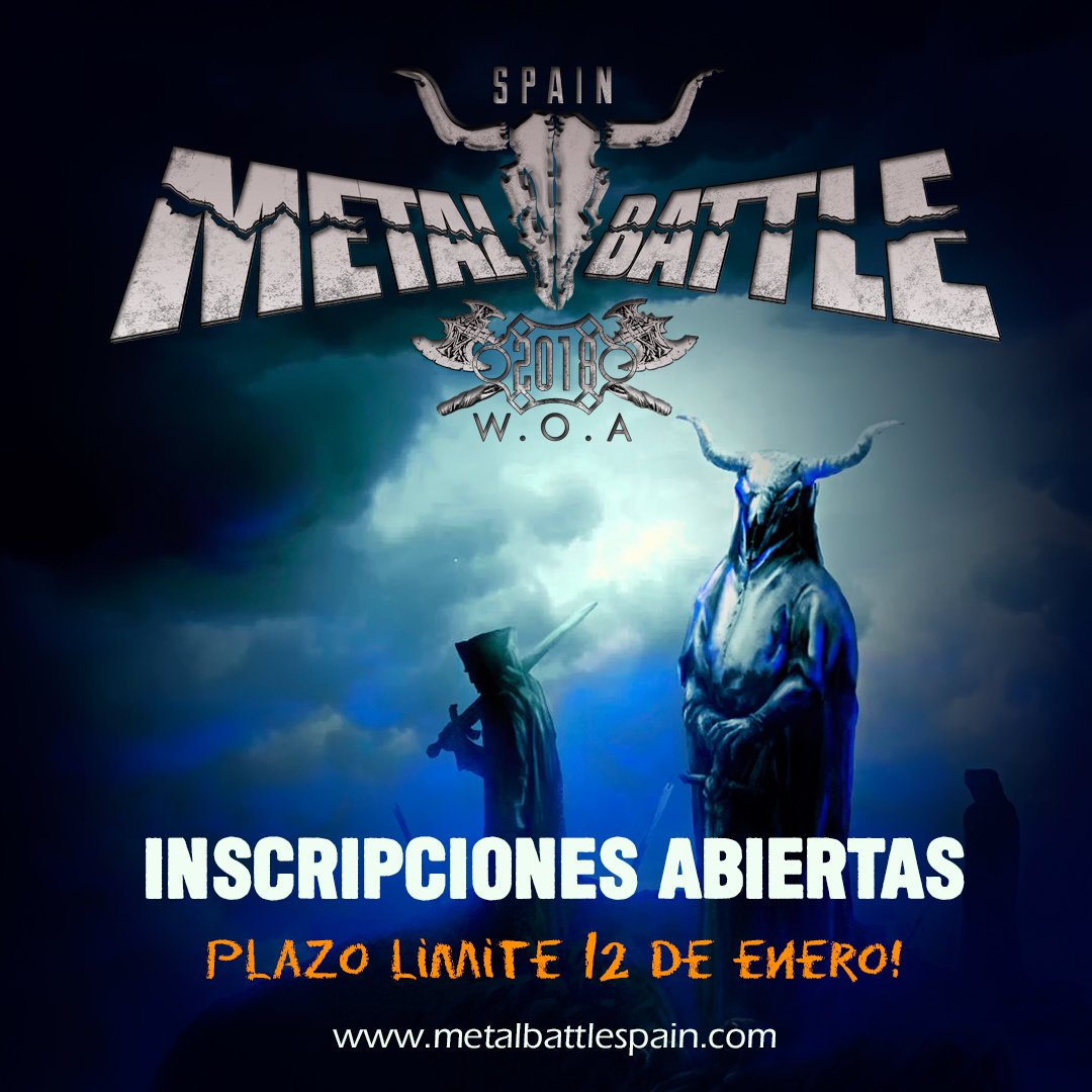 WOAMBspain's tweet image. Última llamada a bandas! Hoy cerramos inscripciones, tienes hasta las 12 de la noche para apuntarte! #Metal #metalbands #metalbattlespain #woa