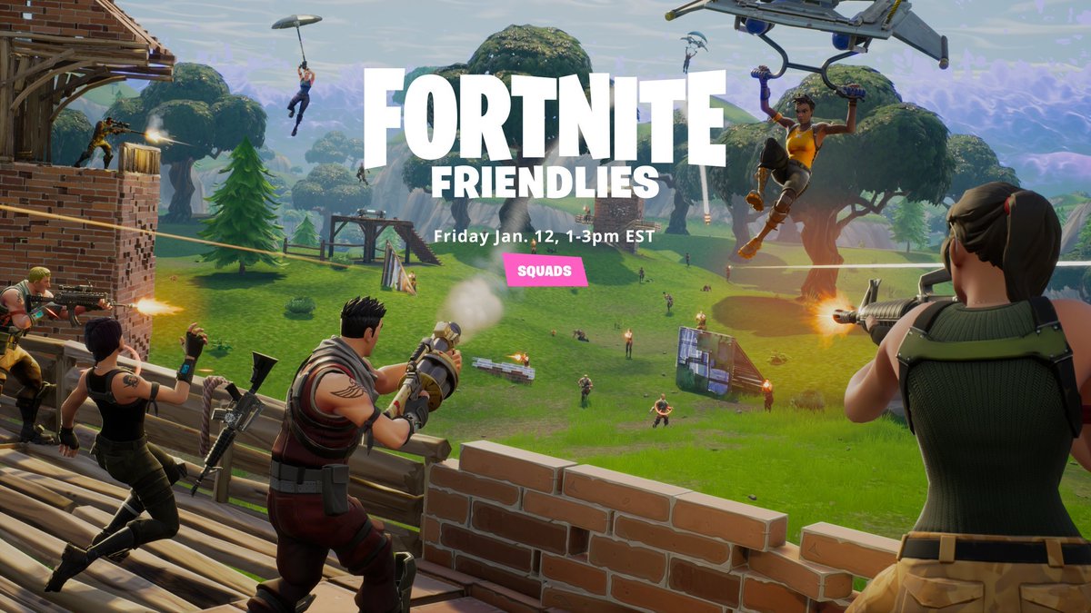 fortnite on twitter fortnitefriendlies today at 1pm eastern time watch your favorite streamers fight for the top spot in a private squad vs squad match - watch fortnite videos unblocked