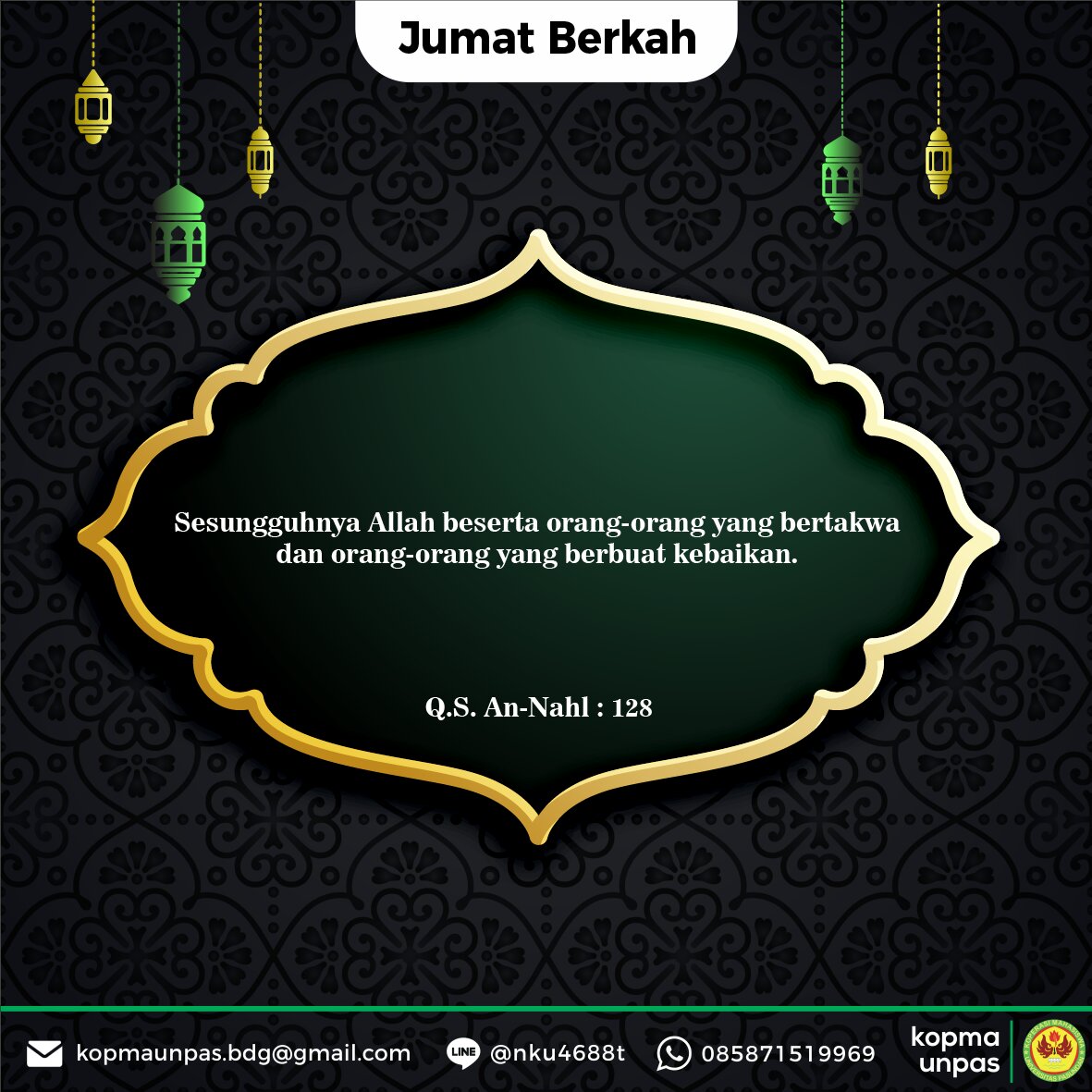 kopmaunpas's tweet photo. [Jumat Berkah]
Maka bertaqwa dan berbuat baiklah
.
.
.
#JumatBerkahKopmaUnpas 
#kopmaunpas https://t.co/OKqNo3eXiU