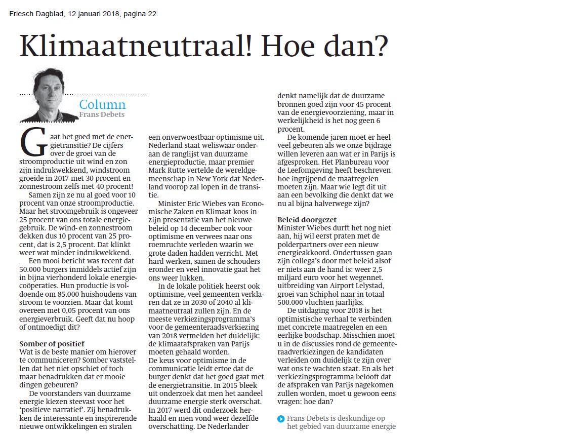Hopelijk wordt 2018 een DOE jaar, en niet weer een BELOFTE jaar. Daarom schreef ik deze column in <a href="/frieschdagblad/">Friesch Dagblad</a>. <a href="/Energiecomm/">Energiec⭕️mmissie</a> #energie
