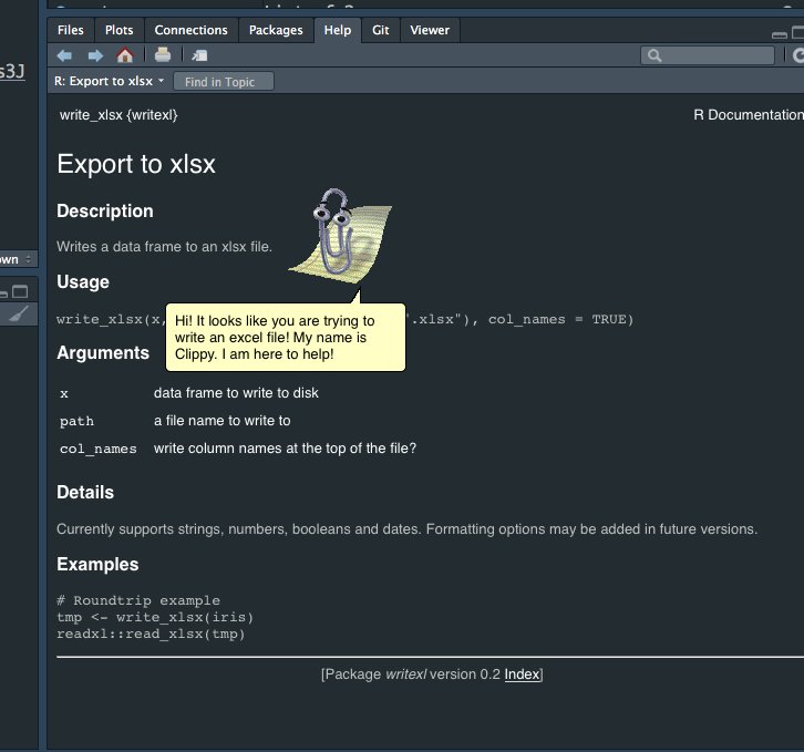 Clippy on an R help page