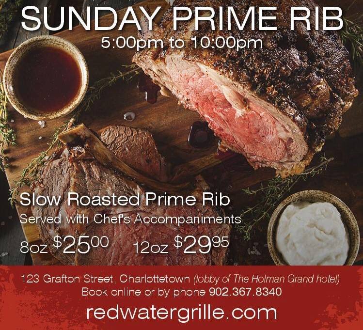 Sunday Prime Rib is back at Redwater Rustic Grille! #charlottetown #pei