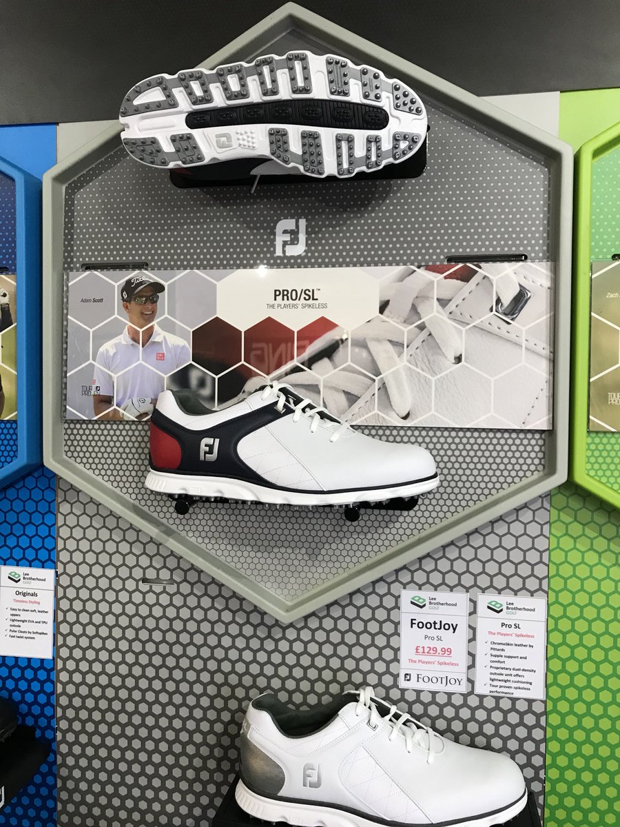 LBrotherhoodPGA's tweet photo. New @FootJoy shoe display looking smart! #ProSL #DJTour #ContourFIT #Originals #eMerge @Hollywood_Golf #LBG https://t.co/6n7ZISyMgl