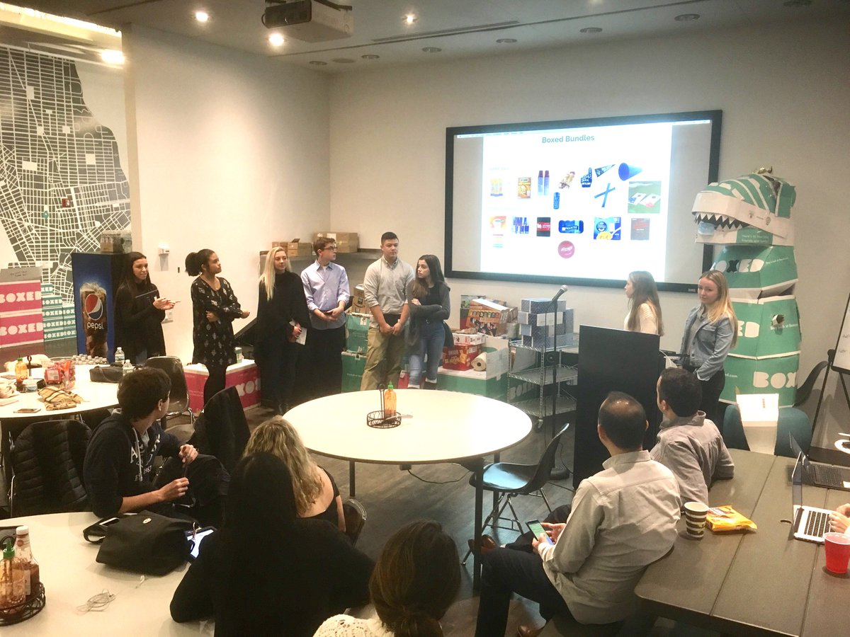 ramscurriculum's tweet photo. Ramsey High School #designthinking student innovation team presents at corporate partner @BoxedWholesale in NYC.  Learning human centered design @stanforddschool and applying creative mindsets on the "big stage."  Ramsey Design Lab reshaping education. https://t.co/GIL6VpGuXD