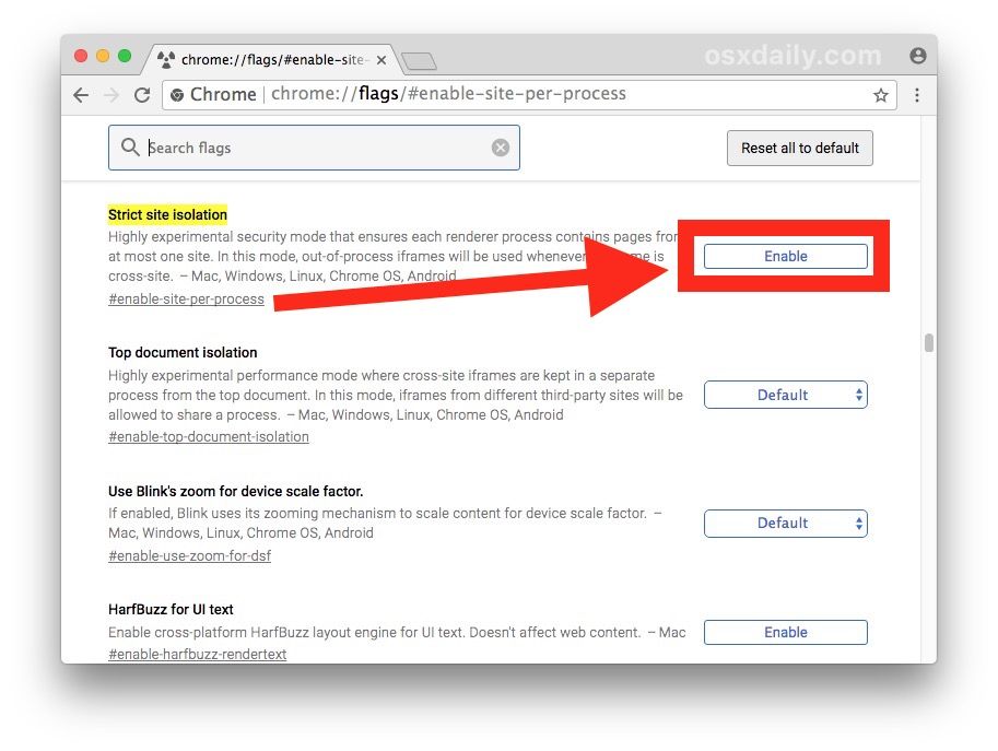 Enable включено. –Process-per-site. Chrome://Flags. Как включить флаг в браузере. Enable.