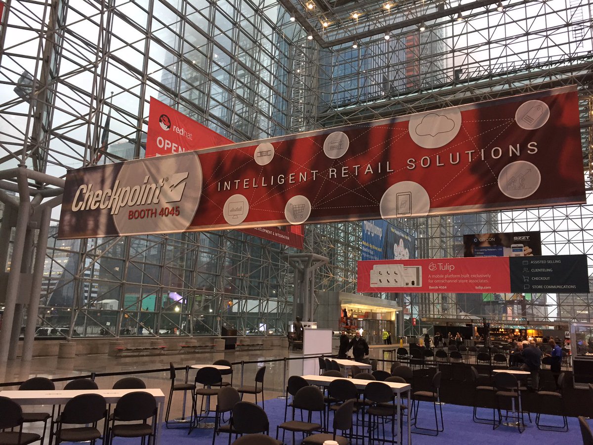 The Checkpoint team is hard at work setting up our booth for the NRF Big Show the 14th-16. Spotted today, our banner with our fresh new style displayed in the main entry of the Javits Center. Stop by and visit us at Booth 4045. #nrfbigshow