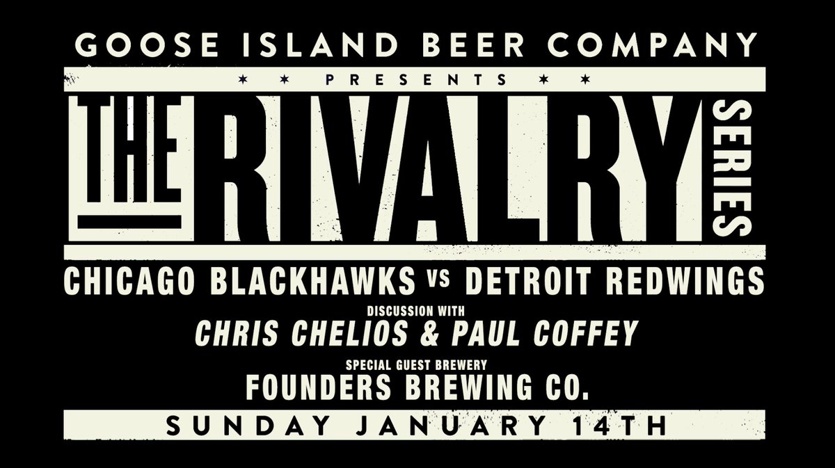 LakeshoreBev's tweet photo. **FLASH GIVEAWAY**

Enter to win a pair of tickets to this Sunday's "The Rivalry" series with @GooseIsland and @foundersbrewing! Lots of beer. Tons of food. Even more hockey.

All you have to do is RT + Follow @LakeshoreBev; must be 21+. https://t.co/gsVibu6VR4